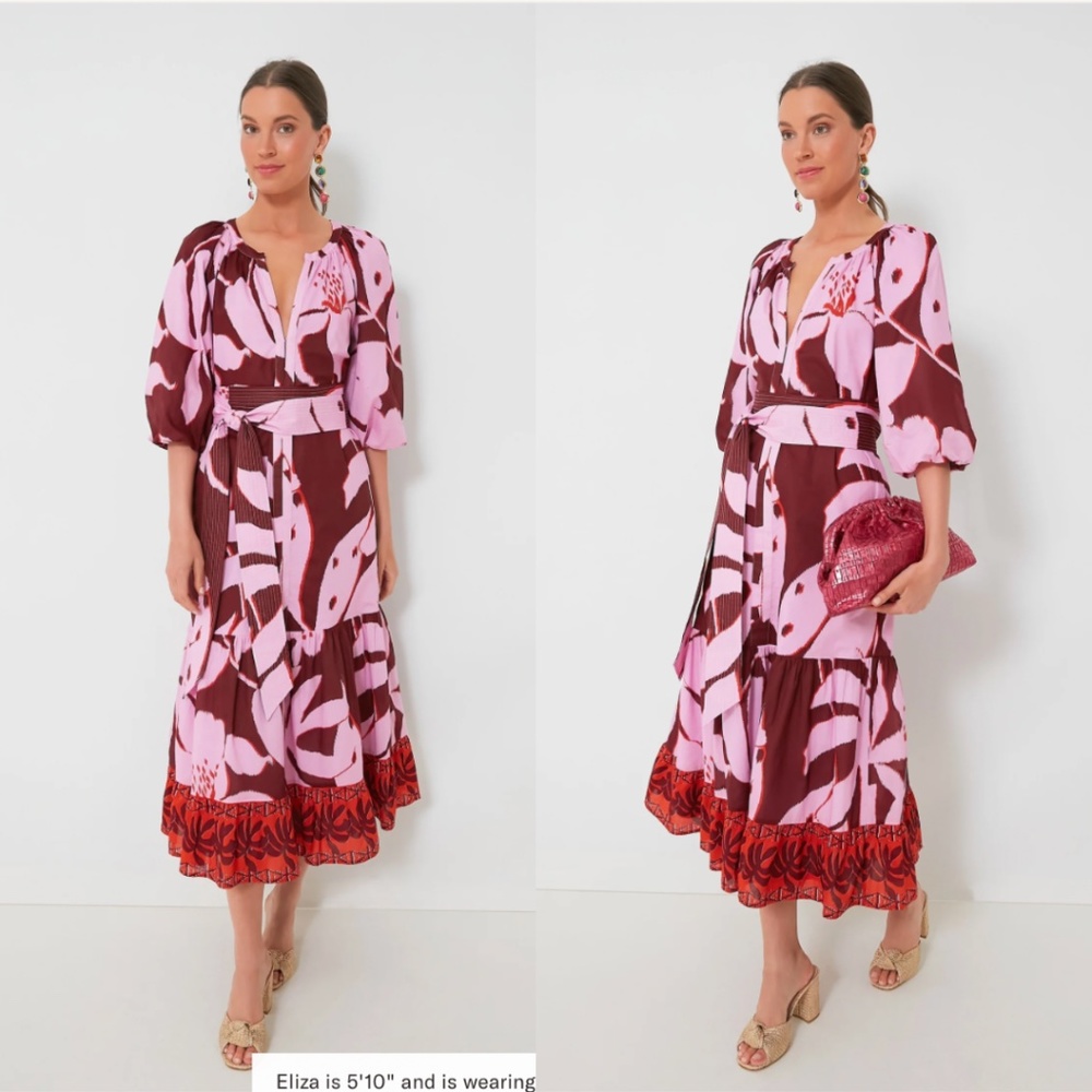 NEW Tuckernuck Pink Palm Lyles Dress Size L (Never Worn)